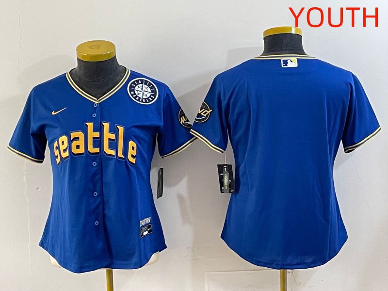 Youth 2025 Seattle Mariners Blank Blue City Edition Nike MLB Jersey style 2